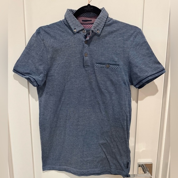 Ted baker blue polo shirt size 2 XS preppy business casual - Picture 1 of 7